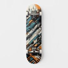 Tabla de skate de arte callejero retro-futurista 4
