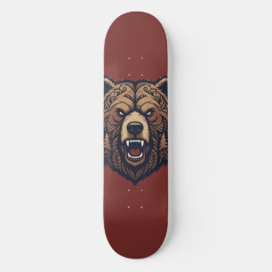 Tabla de skate de arte tribal Bear Head Wild