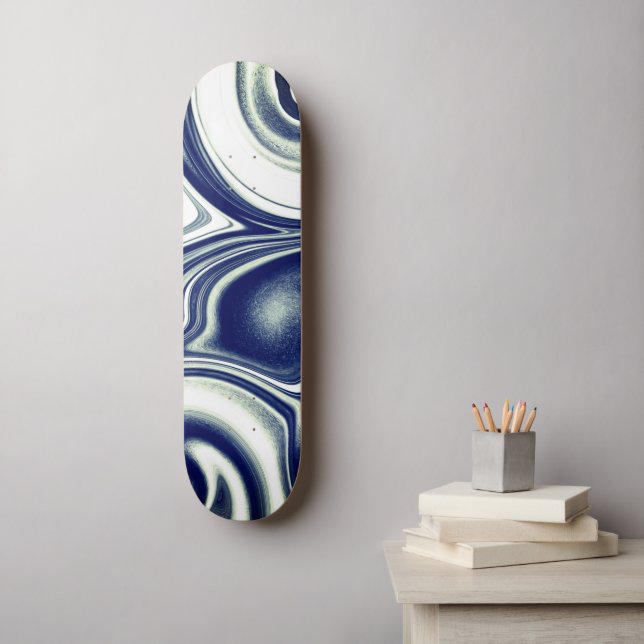 Tabla de skate de textura de mármol azul moderno (Arte de la pared)