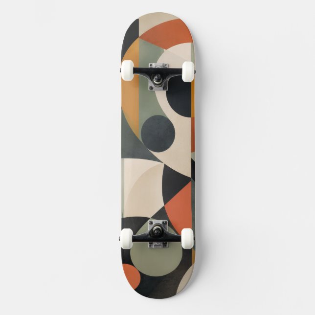 Tabla de skate geométrica moderna y Trucks/Ruedas (Anverso)