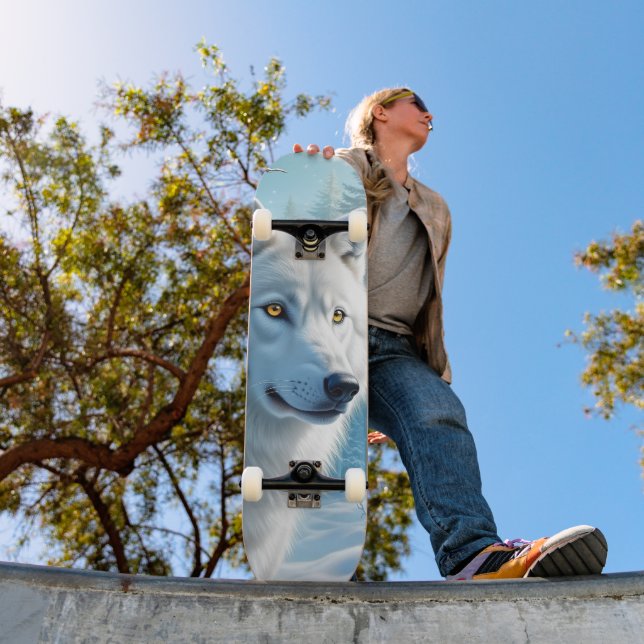 Tabla de Skate Lobo Blanco en Invierno (Exterior 1)