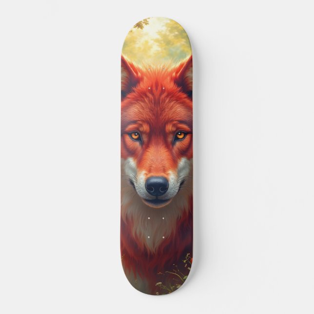 Tabla de Skate Lobo Rojo de Fauna Silvestre (Anverso)