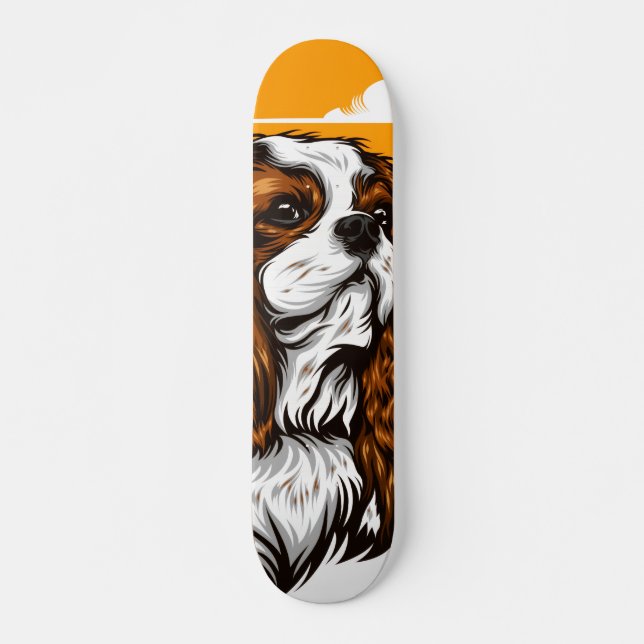 Tabla de Skate Perro de Pelaje Marrón y Blanco  (Anverso )