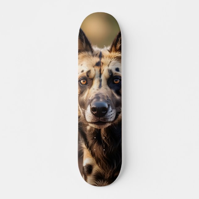Tabla de Skate Perro Salvaje Africano Atento (Anverso )