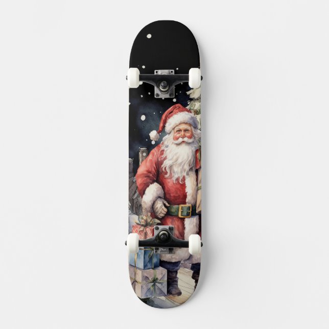 Tabla de Skate Santa Claus con Regalos (Anverso)