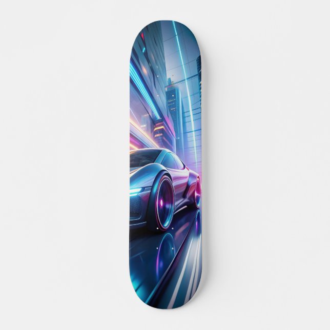 Tabla de Skate Vehículo en una Ciudad Futurista (Anverso )