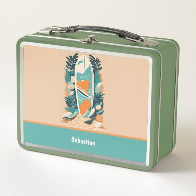 Tabla de surf abstracta retro tropical para adoles (Anverso)