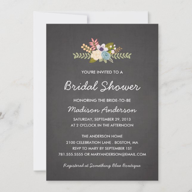 TABLA FLORAL| INVITACIÓN DE DUCHA BRIDAL (Anverso)
