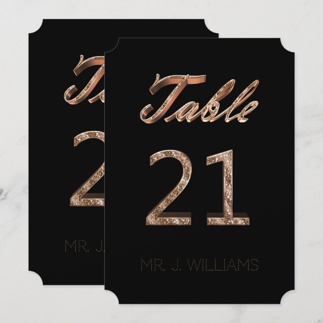 Tabla número 21 Tarjeta de Escort Elegante de Oro  (Anverso / Reverso)