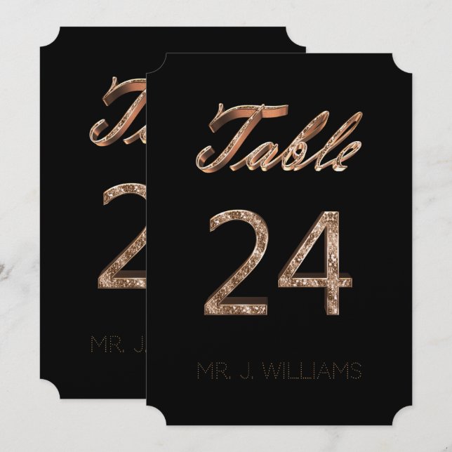 Tabla número 24 Tarjeta de Escort Elegante de Oro  (Anverso / Reverso)