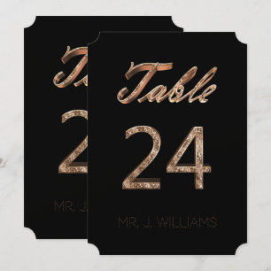 Tabla número 24 Tarjeta de Escort Elegante de Oro