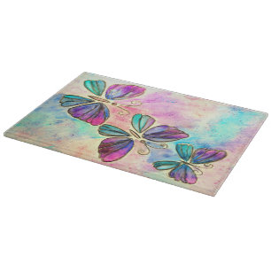 Tablas de cortar mariposas rosa púrpura