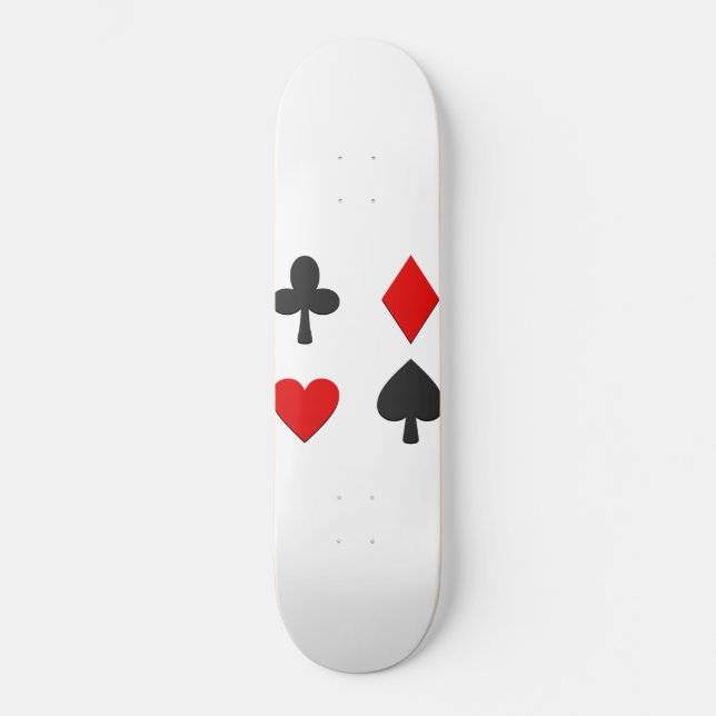 Tablas de skate blancas Cuatro Palos Rojo y Negro (Anverso)