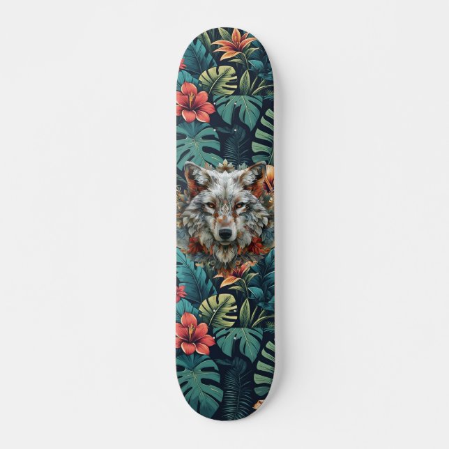 Tablas de skate Boho Jungle Lobo Blanco  (Anverso )