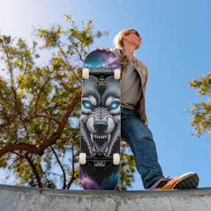 Tablas de skate con cabeza de lobo gruñón