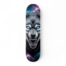 Tablas de skate con cabeza de lobo gruñón