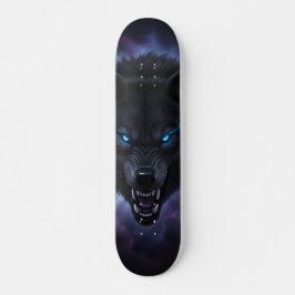 Tablas de skate con cabeza de lobo negro gruñendo