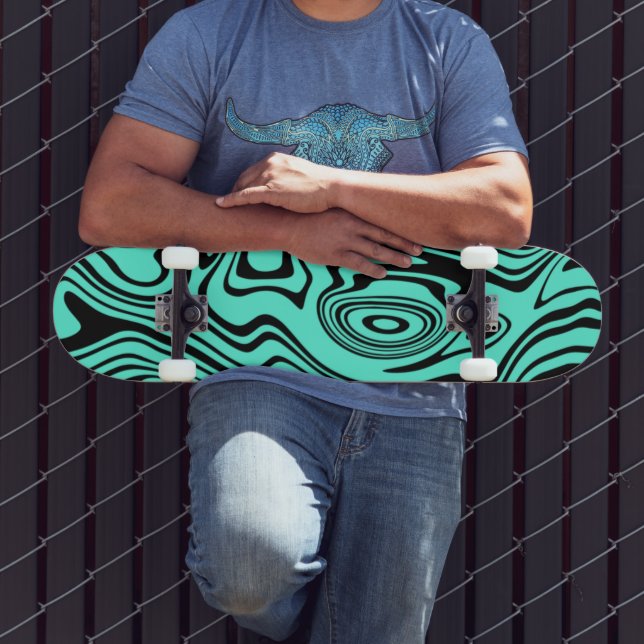 Tablas de skate con rayas onduladas en verde azula (Exterior 3)