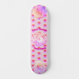 Tablas de skate de flores boho rosa para marimacho
