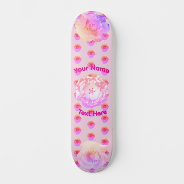 Tablas de skate de flores boho rosa para marimacho (Anverso)