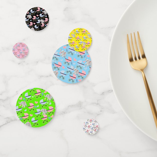 Table Confetti Baby Stroller Stork Hearts Elephant (Grupo)
