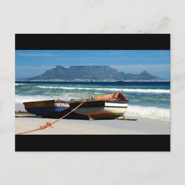 Table Mountain con postales de barcos pesqueros (Anverso)