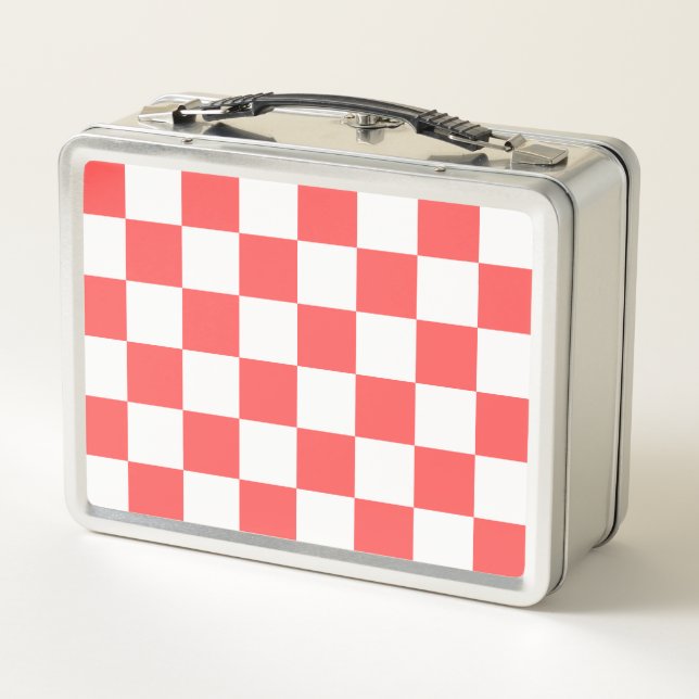 Tablero de ajedrez clásico rojo coral (Reverso)