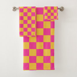 Tablero de ajedrez rosa y amarillo