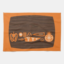 Tablero de corte vintage y veta naranja, toalla de