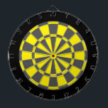 Tablero de dardo: Amarillo, gris de carbón de<br><div class="desc">Amarillo,  gris de carbón de leña,  y juego de mesa coloreado negro del dardo incluyendo 6 dardos de cobre amarillo</div>