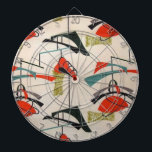 Tablero de dardo atómico moderno de la tela de los<br><div class="desc">Cada día puede ser una ráfaga a partir del pasado con este tablero de dardo inspirado moderno de los mediados de siglo. Las características del diseño una reproducción de un modelo móvil atómico de la tela del vintage. El fondo es ecru con formas azules, anaranjadas, verdes y negras del arte...</div>