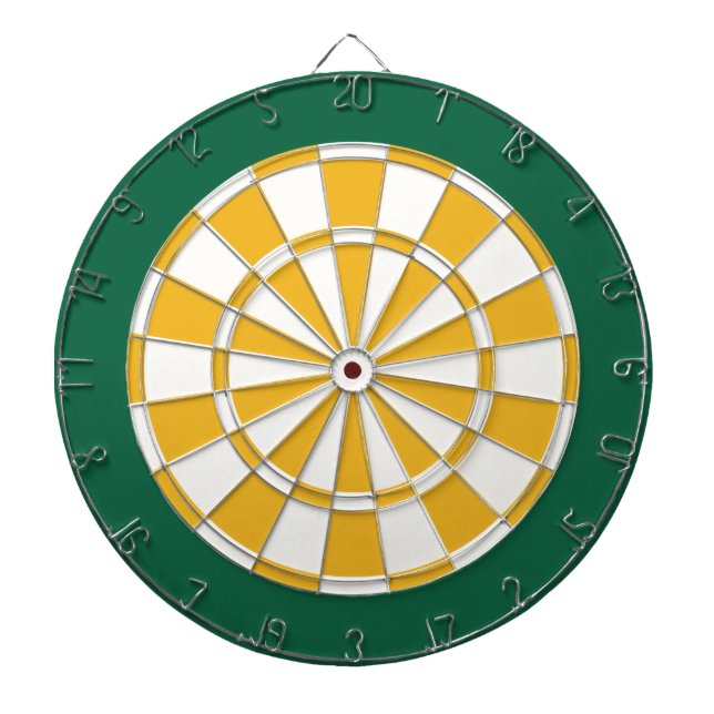 Tablero de dardo: Blanco, oro, y verde (Frente)