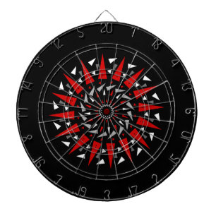 Tablero de dardo espiral claveteado rojo negro del