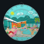 Tablero de dardo gay retro de la fiesta en la<br><div class="desc">Este tablero de dardo gay retro de la fiesta en la piscina ofrece cuatro beefcakes hunky que tienen un de antaño gay mientras que él bate el calor del Palm Springs ganduleando alrededor el agua de azules turquesas de su piscina formada bumerán atómico. La arquitectura moderna de los mediados de...</div>