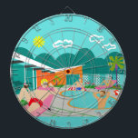 Tablero de dardo gay retro de la fiesta en la<br><div class="desc">Este tablero de dardo gay retro de la fiesta en la piscina ofrece cuatro beefcakes hunky que tienen un de antaño gay mientras que él bate el calor del Palm Springs ganduleando alrededor el agua de azules turquesas de su piscina formada bumerán atómico. La arquitectura moderna de los mediados de...</div>
