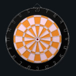 Tablero de dardo: Rosa claro, anaranjado, y negro<br><div class="desc">Juego de mesa rosa claro,  anaranjado,  y negro coloreado del dardo incluyendo 6 dardos de cobre amarillo</div>