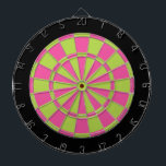 Tablero de dardo: Verde lima, rosa, y negro<br><div class="desc">Verde lima,  rosa,  y juego de mesa coloreado negro del dardo incluyendo 6 dardos de cobre amarillo</div>