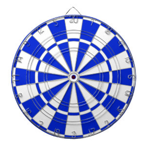 Tablero de dardos azul y blanco