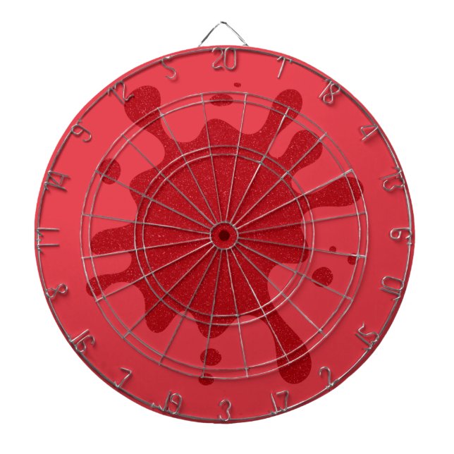 Tablero de dardos con salpicaduras rojas de tomate (Frente)