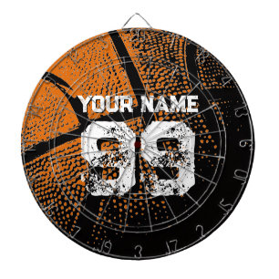 Tablero de dardos de baloncesto vintage con nombre