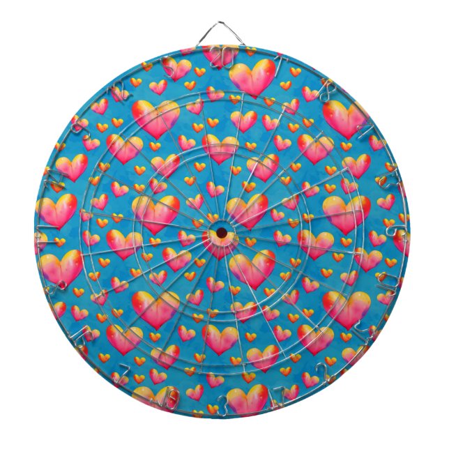 Tablero de Dardos de Corazones con Acuarelas Multi (Frente)