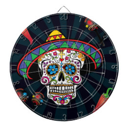 Tablero de dardos de cráneo de azúcar mexicano