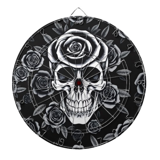 Tablero de Dardos de Cráneo de Rosa (Frente)