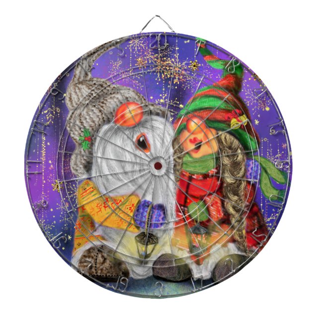 Tablero de Dardos de Gnomos Felices de Navidad (Frente)