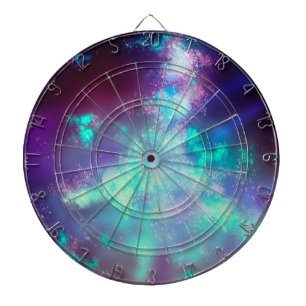Tablero de dardos de luces de neón de cielo noctur