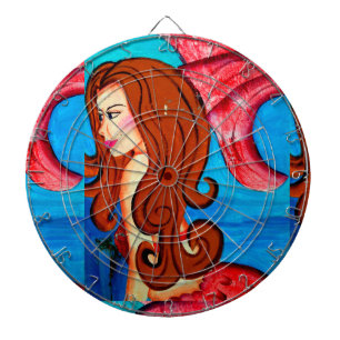 tablero de dardos de sirena pelirroja