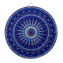 Tablero de dardos decorativo azul