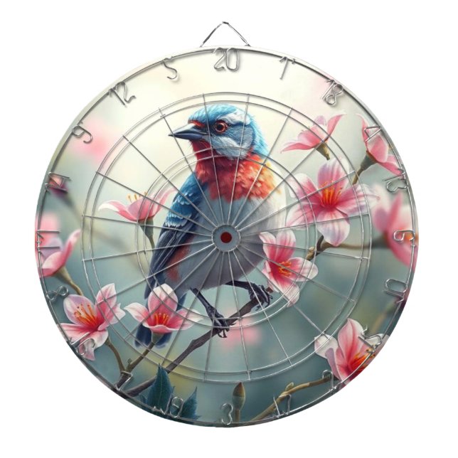Tablero de dardos floral pájaro colorido (Frente)