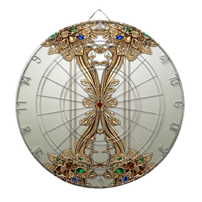 Tablero de dardos ornamentado de oro elegante (Frente)
