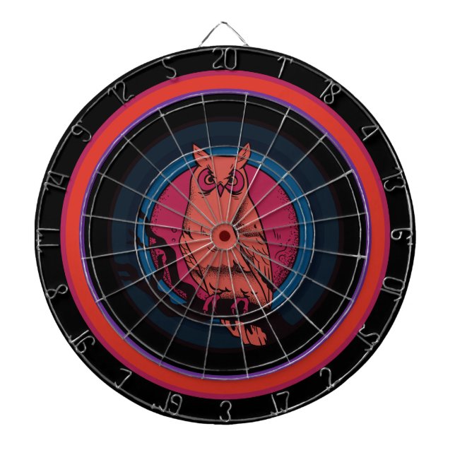 Tablero de dardos personalizado con búho nocturno  (Frente)